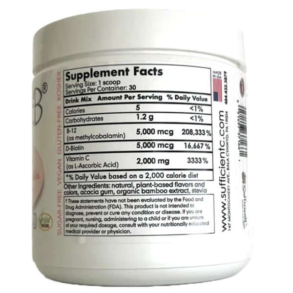 Abundant B High Dosed B-12 & Biotin Pink Lemonade drink mix - Image 2