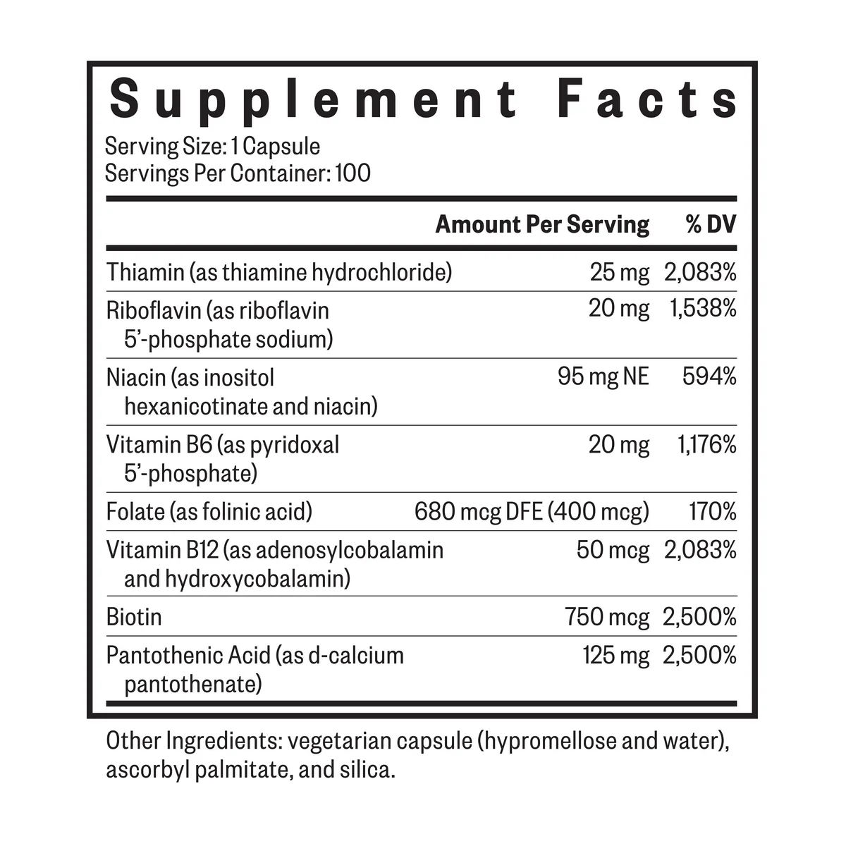 B Complex MF | Methyl Free | 100 Capsules - Image 2