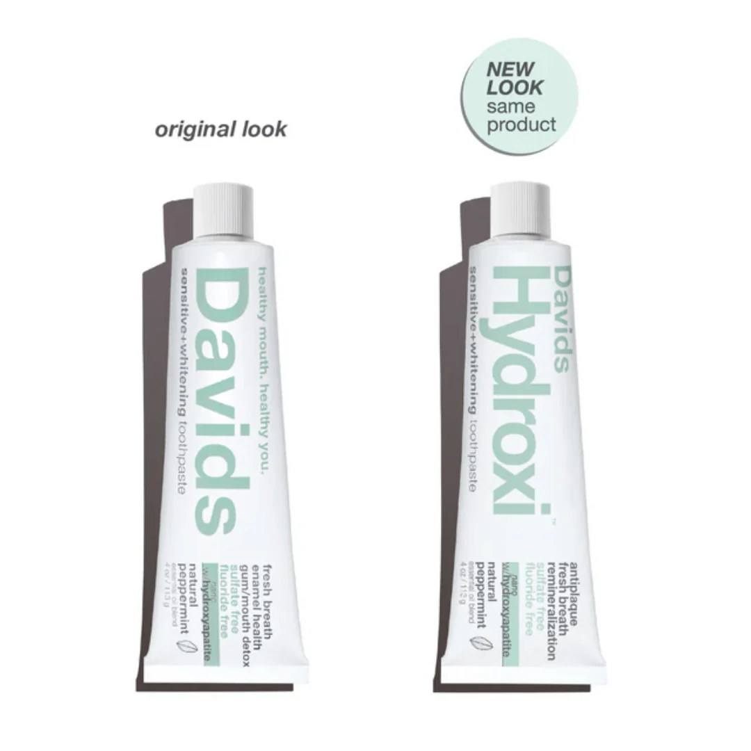 Davids Hydroxi™ sensitive + whitening nano hydroxyapatite premium toothpaste / peppermint 113g - Image 2