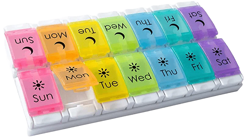 Easy Dose Weekly 2x/Day Pill Planner Rainbow