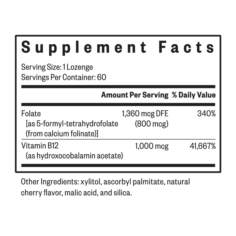 Hydroxo B12 with Folinic Acid | 60 Lozenges | Seeking Health - Image 2