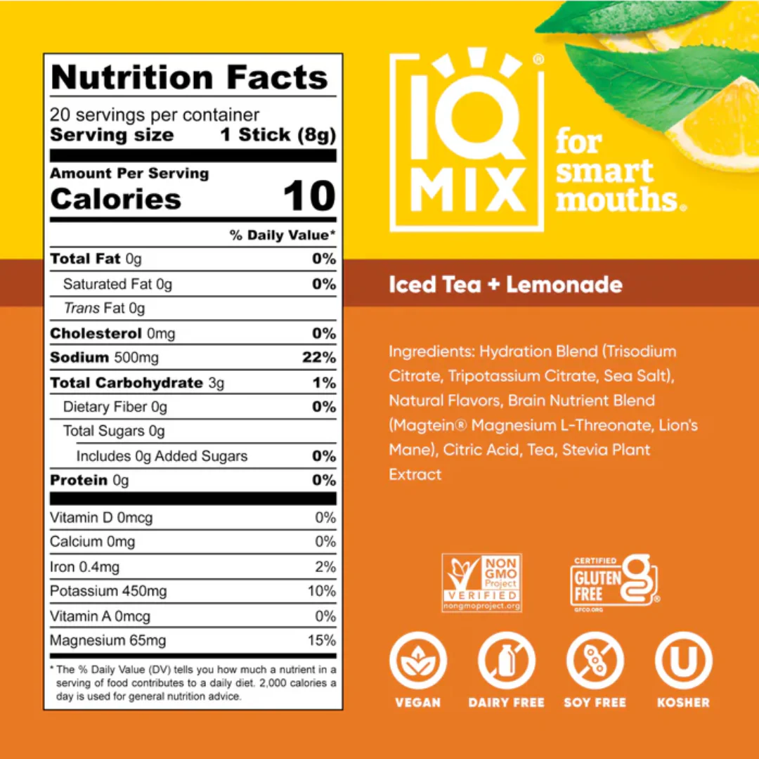 IQMIX Iced Tea & Lemonade | 20 Electrolyte Hydration Sachets - Image 3