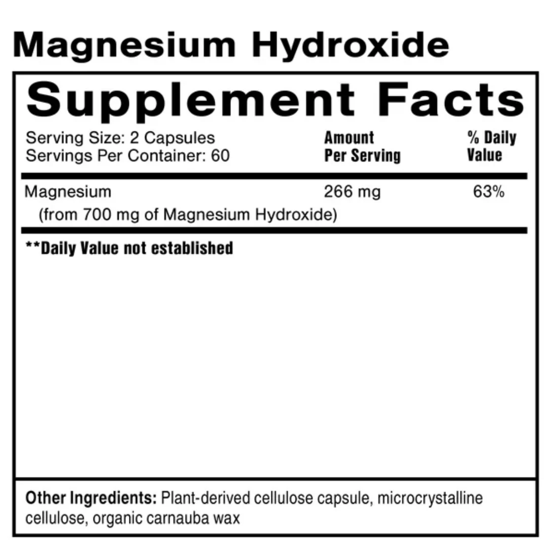 Magnesium Hydroxide | 120 Capsules - Image 2