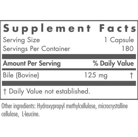 Nutricology Ox Bile | 125mg | 180 Capsules - Image 3