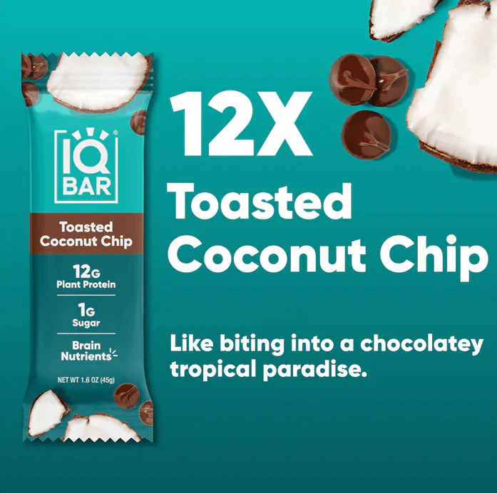 Toasted Coconut Chip | 12 Plant Protein Bars | IQBAR - Image 5