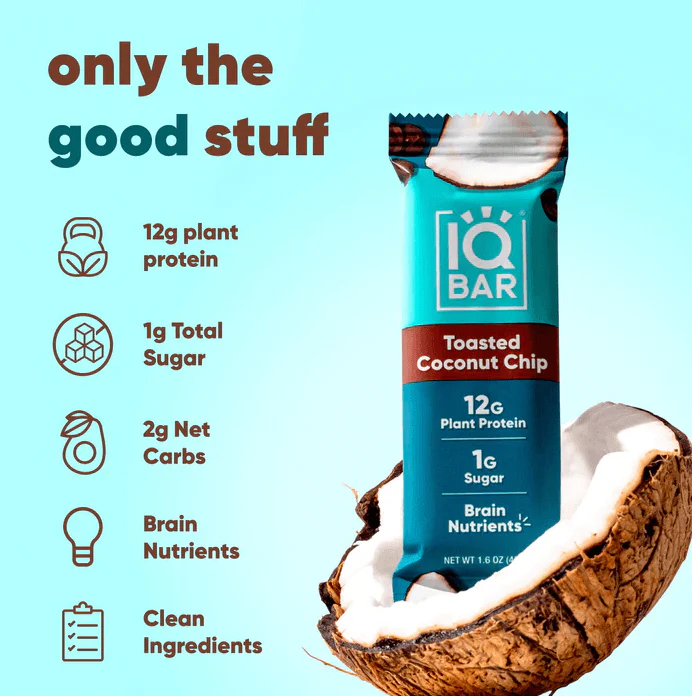 Toasted Coconut Chip | Single Plant Protein Bar | IQBAR - Image 3